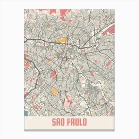 Sao Paulo Map Poster Canvas Print