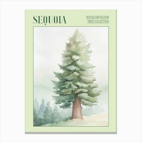 Sequoia Tree Atmospheric Watercolour Painting 3 Poster Canvas Print
