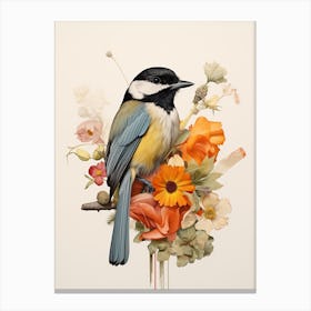 Bird With A Flower Crown Carolina Chickadee 1 Canvas Print