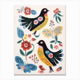 Folk Style Bird Painting Bluebird 5 Canvas Print