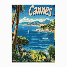 Aihrgdesign A Retro Travel Poster For Cannes Featuring The Sc Efd46301 0bd5 4393 9fe3 296d3f6c48c5 1 Canvas Print