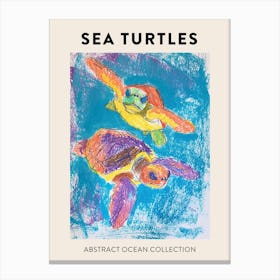 Rainbow Abstract Crayon Sea Turtles Poster 2 Canvas Print