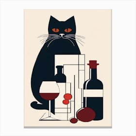 Cat And Wine Canvas Print