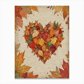 Autumn Leaves Heart 5 Canvas Print