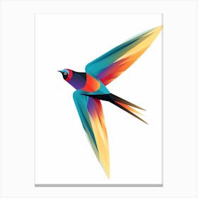 Colourful Geometric Bird Chimney Swift Canvas Print