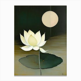 Lotus And Moon Symbol Abstract Painting Canvas Print