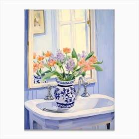 Bathroom Vanity Painting With A Lavender Bouquet 3 Canvas Print