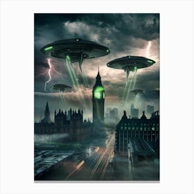 Aliens Over London Canvas Print