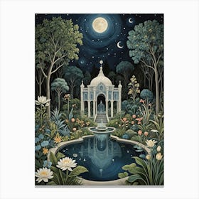 Midnight Garden Fountain Canvas Print