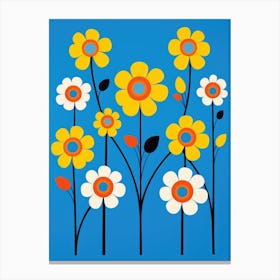 Daisies On Blue Canvas Print