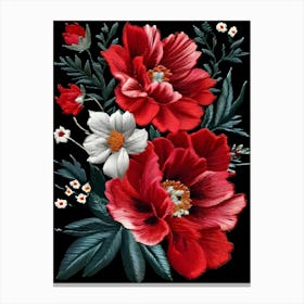 Special Red Floral Art Canvas Print