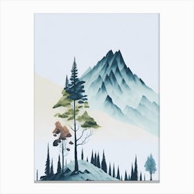 Mountain And Forest In Minimalist Watercolor Vertical Composition 303 Canvas Print