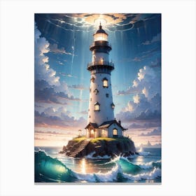 A Lighthouse In The Middle Of The Ocean 37 Canvas Print