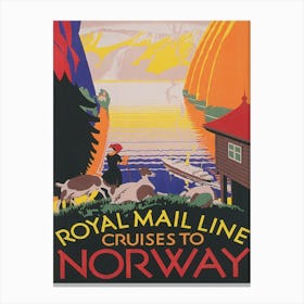 Royal Mail Line Cruises To Norway Vintage Travel Poster 1 Canvas Print