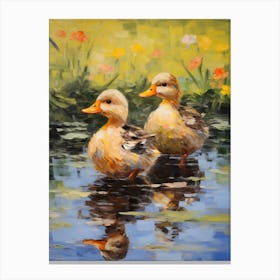 Ducklings Impressionism Style 1 Canvas Print