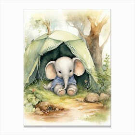 Elephant Painting Camping Watercolour 1 Canvas Print