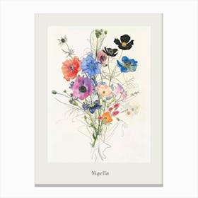 Nigella 6 Collage Flower Bouquet Poster Canvas Print