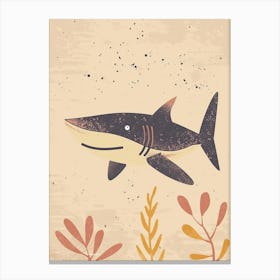 Cute Muted Pastels Shark & Coral 3 Canvas Print