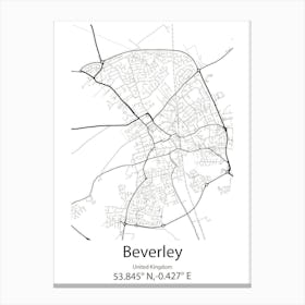 Beverley,United Kingdom Minimalist Map Canvas Print