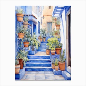 Blue Potted Steps Canvas Print