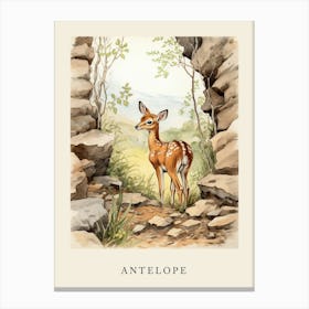 Beatrix Potter Inspired  Animal Watercolour Antelope 2 Canvas Print