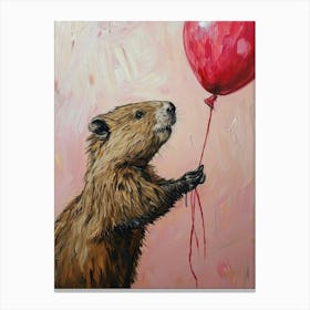 Cute Beaver 2 With Balloon Canvas Print