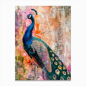 Kitsch Peacock Collage 6 Canvas Print