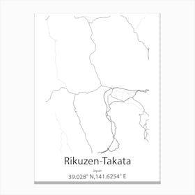 Rikuzen Takata,Japan Minimalist Map Canvas Print