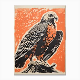 Harpy Eagle, Woodblock Animal Drawing 2 Canvas Print