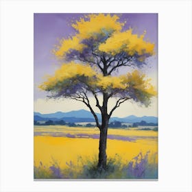 Painting Of A Tree, Yellow, Purple (28) Canvas Print