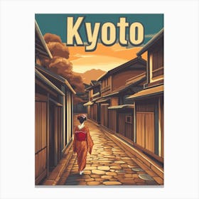 Aihrgdesign A Retro Travel Poster For Kyoto Featuring The Tra 246e1e8c 8ddc 474c 9179 56f9cc7b887e 0 Canvas Print