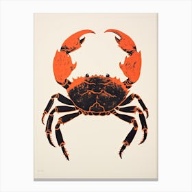 Crab, Woodblock Animal  Drawing 1 Canvas Print