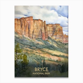 Bryce Canyon National Park Watercolour Vintage Travel Poster 3 Canvas Print