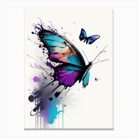Butterfly Flying In Sky Graffiti Illustration 1 Canvas Print
