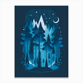 A Fantasy Forest At Night In Blue Theme 55 Canvas Print