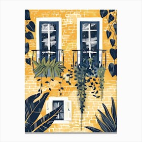 Yellow House With Plants Canvas Print
