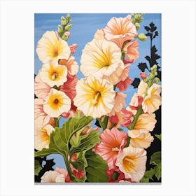 Hollyhock 2 Flower Painting Canvas Print