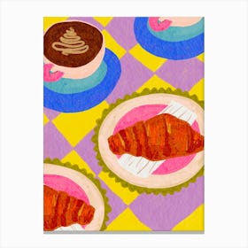 Croissants And Coffee Canvas Print