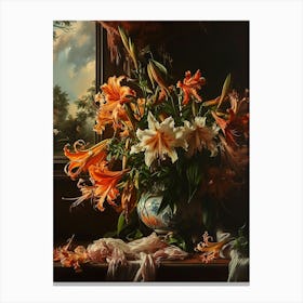 Baroque Floral Still Life Gloriosa Lily 1 Canvas Print