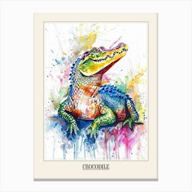 Crocodile Colourful Watercolour 1 Poster Canvas Print