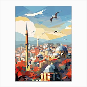 Istanbul, Turkey, Geometric Illustration 1 Canvas Print