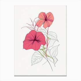 Impatiens Floral Minimal Line Drawing 1 Flower Canvas Print