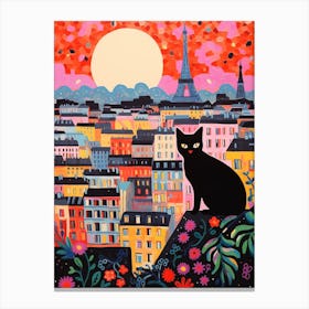 Paris, France Skyline With A Cat 4 Canvas Print