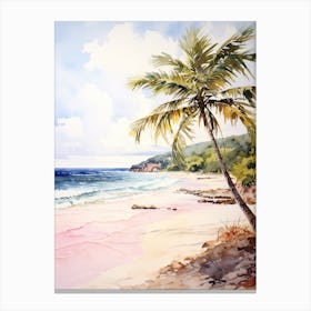 Watercolor Painting Of Flamenco Beach, Culebra Puerto Rico 2 Canvas Print