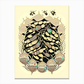 Beehive With Swarming Bees 2 Vintage Canvas Print