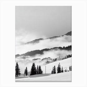 Zell Am See Kaprun, Austria Black And White Skiing Poster Canvas Print