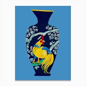 Chicken Antique Vase Canvas Print