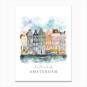 Netherlands, Amsterdam Storybook 3 Travel Poster Watercolour Canvas Print