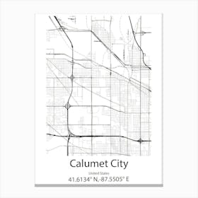 Calumet City,United States Minimalist Map 1 Canvas Print