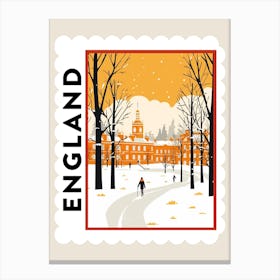 Retro Winter Stamp Poster Cambridge United Kingdom 2 Canvas Print